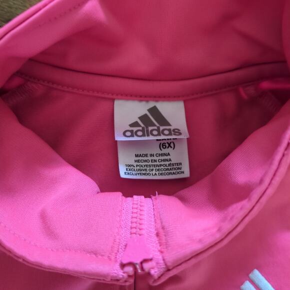 Adidas Girl's Kid's Core Tricot Tracksuit Barbie pink and white size 6X VGUC - Picture 3 of 9